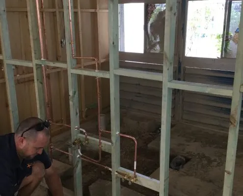 Copper pipe rough-in on new build in Gladstone