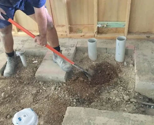 Drainage pipe excavation on site in Gladstone