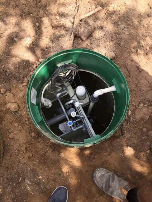 Green septic tank in the ground